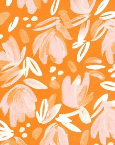 an orange background with white flowers on it