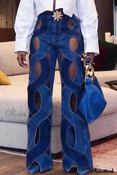 Festival Mode, Denim Street Style, Straight Denim Jeans, Moda Denim, Buckle Jeans, Design Moda, Denim Patterns, Love Jeans, Patchwork Jeans