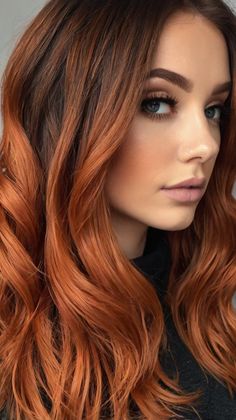 Chic 39 Copper Hair Color Ideas for Rich Copper Curls 💅 Copper Balayage On Black Hair, Balayage On Black Hair, Black Hair Balayage, Subtle Highlights