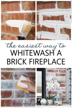 the secret to whitewashing a brick fireplace is that it's hard to clean