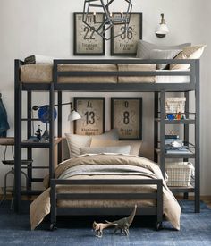 a bunk bed sitting in the middle of a bedroom