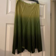 Flowy Asymmetrical Skirt Elastic Waist Green W Contrast Green Tencel Fabric Tencel Fabric, Free People Skirt, Asymmetrical Skirt, Flare Skirt, Elastic Waist, Womens Skirt, Free People, Elastic, Skirt