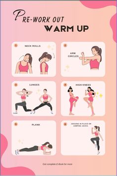 a poster with instructions on how to do the warm up for women's health