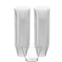 a stack of clear cups sitting next to each other