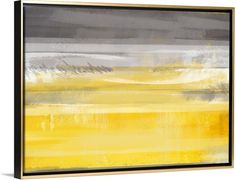 an abstract painting with yellow and grey colors