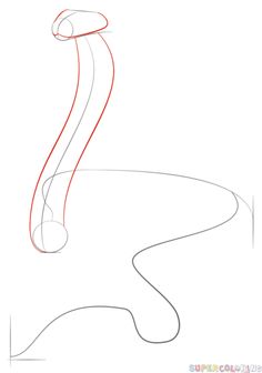 a drawing of a snake on a white background with red lines in the foreground