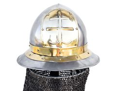 Medieval Byzentine Kettle Hat Helmet Mild Steel Medieval Byzentine Helmet For Reenactment Armor Item Description:- Material: Mild Steel Ear to Ear: 19 cm Front to Back: 23 cm Inner Circumference: 67 cm Av-entail: 9 mm Flat Ring Riveted Visor Cage: 5 mm Round Rod NOTE: We Made Custom Sizes on Demand as well. Kettle Hat, Flat Ring, Mild Steel, Art Collection, Bathing Beauties, Accessory Gift, Display Homes, Pet Supplies, Electronic Accessories