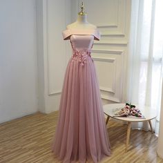 Gray A line off shoulder long prom dress, lace evening dress Silhouette: A-line Fabric: Tulle Back detail: Lace up Size: S, M, L, XL,XXL and custom size Color: Gray and any color(please contact us) Size: Custom size: any size S: Bust 80cm waist 64cm M: Bust 84cm waist 68cm L: Bust 88 Dusty Rose Prom Dress, Gaun Tulle, Rose Prom Dress, Gowns Elegant, Formal Bridesmaids Dresses, Prom Dresses 2018, Prom Dresses 2017, Pink Party Dresses, Stil Boho