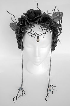 Nature Headpiece, Fairy Headpiece Diy, Dark Fairy Crown, Fairy Crowns Diy, Dark Fairy Costume, Gothic Goddess, Gothic Headpiece, Dark Fae, Fairy Headpiece