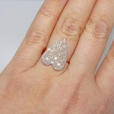 Description: BEAUTIFUL 14K ROSE GOLD LADIES DIAMOND RING. THIS ITEM IS NEW. COMES WITH GIFT BOX. WE DO OFFER FREE SIZING. IF YOU HAVE ANY OTHER QUESTIONS PLEASE CONTACT US. ALL THE INFO ON THIS ITEM DOWN BELOW. THANK YOU VERY MUCH. KATE . Metal: SOLID 14K ROSE GOLD Stamped: 14K Total Gram Weight: 3.5GR Ring Size: 7 (RESIZEBLE) Setting: PAVE WidthTop: 20.0MM Width Bottom: 1.4MM Stones: 100% NATURAL DIAMONDS Color: F Clarity: VS2-SI1 Shape: ROUND BRILLIANT CUT DIAMONDS Total Carat Weight: 0.56CT T Luxury Rose Gold Diamond Ring For Valentine's Day, Diamond Heart Ring With Rose Cut For Gift, Heart Ring With Rose Cut Diamonds As A Gift, Heart-shaped Rose Cut Diamond Ring For Anniversary, Gift Heart Ring With Rose Cut Diamonds, Heart Cut Rose Diamonds Heart Ring, Heart-shaped Ring With Single Cut Diamonds As Gift, Heart Shaped Rose Gold Diamond Ring Gift, Heart-shaped Rose Cut Diamond Ring