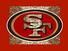 the san francisco giants logo is shown in gold and red glitter on an orange background