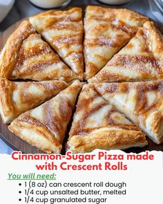 cinnamon sugar pizza made with crescent rolls