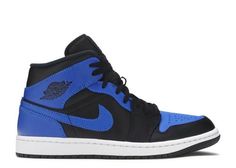 Jordan Shoes For Sale, Jordan 1 Royal, Black Nike Sneakers, Mid Sneakers, Jordan Sneaker, Blue Jordans, Nike Air Jordan 1 Mid, Men's Shoe, Hot Sneakers