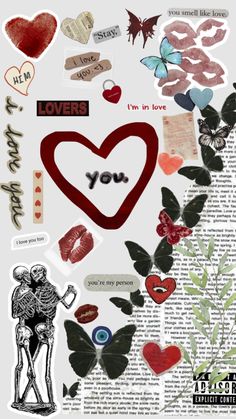 a collage of images with words and hearts