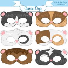 four masks with different animal faces on them