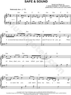 sheet music with the words safe and sound