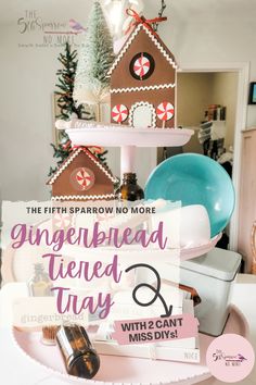 Easy DIY projects and simple decorations create the most adorable gingerbread theme tiered tray for your kitchen Christmas decor.