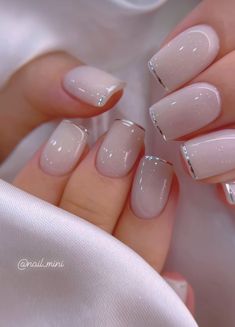 Nail Frances, Wedding Nails For Bride Classy Bridal Sparkle, Wedding Manicure For Bride, Uñas Delicadas Y Sencillas, Elegant Acrylics, Ballerina Nail Art, Simple Wedding Nails, Vip Nails