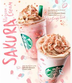 two starbucks drinks are shown on the screen