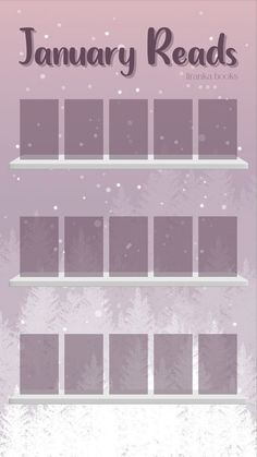 a book cover with the words january reads on it and snowing trees in the background