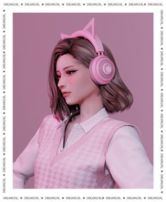 a girl with headphones on her ears