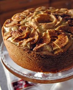 a cake sitting on top of a glass plate