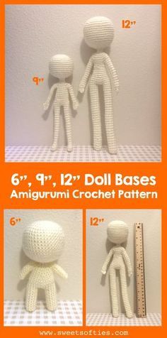 the instructions for how to make an amigurmi crochet doll with measurements