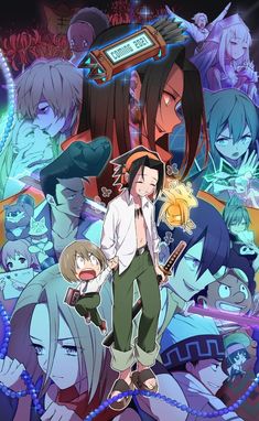 an anime character surrounded by other characters