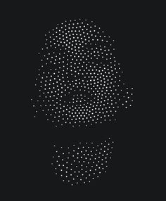 a black background with white dots in the shape of a face