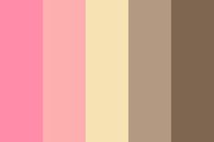 the color palette is pink, brown and beige with an orange stripe on each side