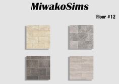 four different types of tile with the words miwako sims