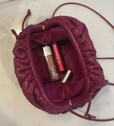 Red Leather Bag Aesthetic, Luxury Red Shoulder Bag, Burgundy Bag Aesthetic, Cherry Red Bag, Red Bottega Bag, Matilda Djerf, Spring Mood, What In My Bag, Cherry Red