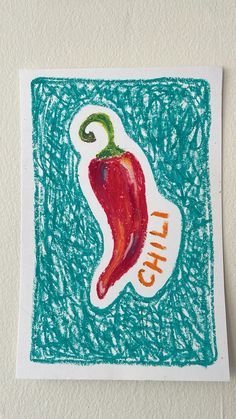 a drawing of a chili pepper on a piece of paper