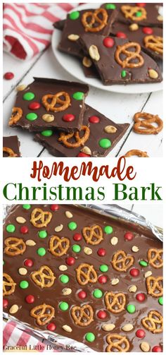 homemade christmas bark with pretzels and chocolate