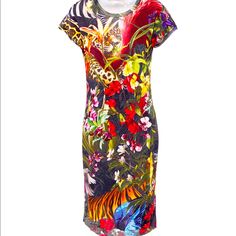 Reposhing This Item I Purchased From @Bepa7963. It's In Excellent Condition. Quite Lovely. Material Is Stretchy And Colorful. Elegant Multicolor Tropical Print Dress, Roberto Cavalli, Black Red, Black And Red, Size 4, Mini Dress, Womens Dresses, Red, Women Shopping