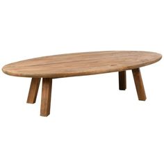 an oval wooden table with two legs