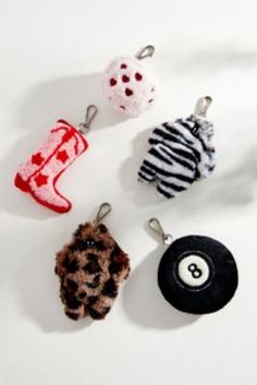 Sweeten up your keys with this fluffy dice keychain. Complete with a plush filling, embroidered heart detailing and a metal lobster clasp fastening. **Content + Care** \- Iron, Cotton \- Wipe clean | Urban Outfitters Heart Dice Keyring Heart Dice, Dice Keychain, Billiard Ball, Metal Fabric, Plush Keychain, Embroidered Heart, Billiard Balls, Black & White, Zebras