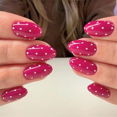 Pink Polka Dot Nails, Nails 2025, Dot Nails, Girl Nails, Valentine Nails, Acrylic Nails Coffin Short