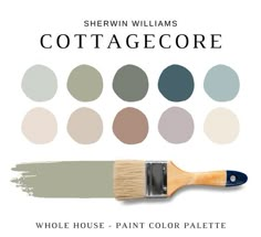 a paintbrush with different shades of gray and white on it, including the words cottage