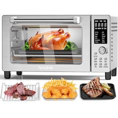 12 PRE-PROGRAMMED PRESETS - This premium 1800 watt toaster oven and Air Fryer, 12 functions include Air Fry, Air Roast, Grill, Bake, Broil, Bagel, Toast, Dehydrate, Reheat, Frozen, Waffle, Pizza and Keep Warm in an all-in-one, powerful, 1800-watt appliance Best Toaster Oven, Countertop Convection Oven, Convection Toaster Oven, Stainless Steel Toaster, Frozen Waffles, Smart Oven, Countertop Oven, Convection Oven, Cooking Appliances