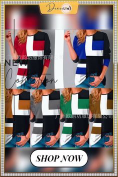 Geometric Colorblock Long Sleeve T-shirt Goth Short Sleeve Casual Loose T Shirt Women Tops Contrast Color Block Long Sleeve Tops, Black Long Sleeve Tops With Color Matching, Black Long Sleeve Color Block Tops, Trendy Multicolor Patchwork Tops, Black Color Block Tops For Fall, Trendy Black Blouse With Patchwork, Multicolor Cotton Tops With Splicing, Trendy Black Patchwork Tops, Trendy Black Tops With Patchwork