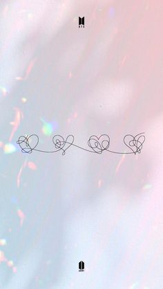 an image of birds flying in the sky with hearts drawn on it's string