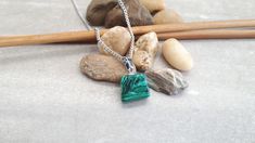 🦋 FREE GIFT BOX WRAPPING (7$ worth). Buy Now! 🦋 Malachite Rectangle Pendant Necklace - Green Stone Healing Crystal - Malachite Jewelry - Malachite Square Pendant, Sterling Silver Necklaces. Malachite is a protective stone said to warn the wearer of impeding danger by breaking. It can be used in all sorts of protection magick especially while traveling. Malachite may also be used in prosperity magic and to ward against nightmares. Malachite can be attached to a child's bed or cradle to ward off illness and other dangers or hung in a nursery window to prevent negative energies from entering the room. Malachite resonates with the heart chakra.  For more Handmade Malachite jewelry, Click Below  https://www.etsy.com/shop/HealingJewelryCrafts?search_query=Malachite It is a natural product that Handmade Green Rectangular Jewelry, Handmade Green Rectangular Necklace, Green Rectangular Spiritual Jewelry, Spiritual Green Rectangular Jewelry, Handmade Square Green Jewelry, Green Rectangular Necklace For Gift, Rectangular Green Necklace For Gift, Necklace Green Stone, Rectangle Pendant Necklace