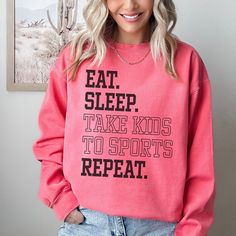 This Sports Mom Sweatshirt or Sports Mom Era Sweatshirt is perfect to wear to watch your favorite Athlete. This is also a great Gift for Mom Team Coach Daughter or Son. Welcome to Sportz Moms!  This Comfort Colors Sweatshirt is made using an industrial-grade direct-to-garment printer for a long-lasting and soft feel! 👚SIZING Please double-check your sizing before placing an order. The Sizing Chart is in our listing photos. This shirt is a Relaxed fit.  👚WHEN CAN I EXPECT MY ORDER *WE OFFER FREE SHIPPING* Processing Time: 1-5 business days Shipping Time: 2-4 business days Please see the shipping estimate at checkout based on your specific location. We ship via USPS and DO NOT assume responsibility for Post Office/Shipping delays and issues. We DO put great emphasis on our Customer Service Sports Mom Gifts, Sports Mom Shirts, Team Mom, Mom Era, Cute Shirt Designs, Screen Printing Shirts, Softball Mom, Vinyl Shirts, Sports Mom