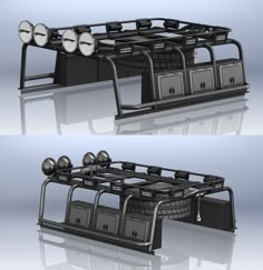 two renderings of the back and front sides of a vehicle with three lights on each side