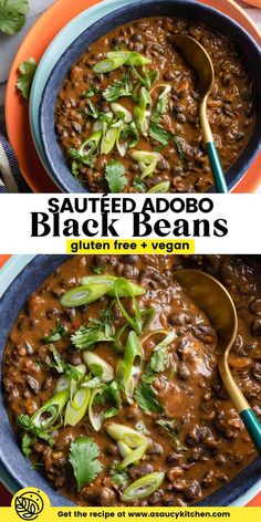 two images showing how to make sauteed addo black beans