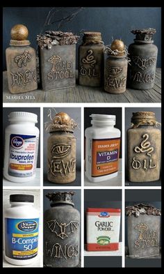 an image of various jars with vitamins in them