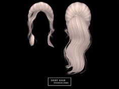 two white wigs with long hair on black background