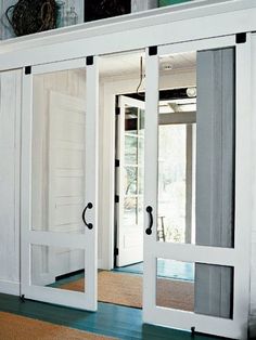 This is a very eye pleasing idea. Sliding screen doors by mai Sliding Walls, Sliding Screen Doors, Screen Doors, Casa Exterior, Hus Inspiration, Home Upgrades, Screen Door, Style At Home, Interior Doors