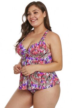 Detail¢The multi-color print on this swimsuit really is that eye-catching¢The push-up demi bra underwire cups that will make your bust look amazing¢Peplum overlay that conceals any tummy issues¢The matching printed brief is lined with power mesh to contour your figuredjustable straps can be worn straight or crossed. Interior hook closure¢Plus size swimwear are popular beach holiday essentials for women Specifications Style Sexy Occasion Summer. Beach Pattern Print Decoration Shoulder Strap Packa Multicolor Tankini With Built-in Bra For Swimming, Multicolor Tankini With Built-in Bra For Beach, Fitted Multicolor Swimwear With Adjustable Straps, Pink Full Coverage Swimwear For Summer, Pink Full Coverage Swimwear With Built-in Bra, Full Coverage Pink Swimwear With Built-in Bra, Multicolor Triangle Top Tankini For Pool, Beachwear Multicolor Swimwear With Built-in Bra, Multicolor Beachwear Swimwear With Built-in Bra